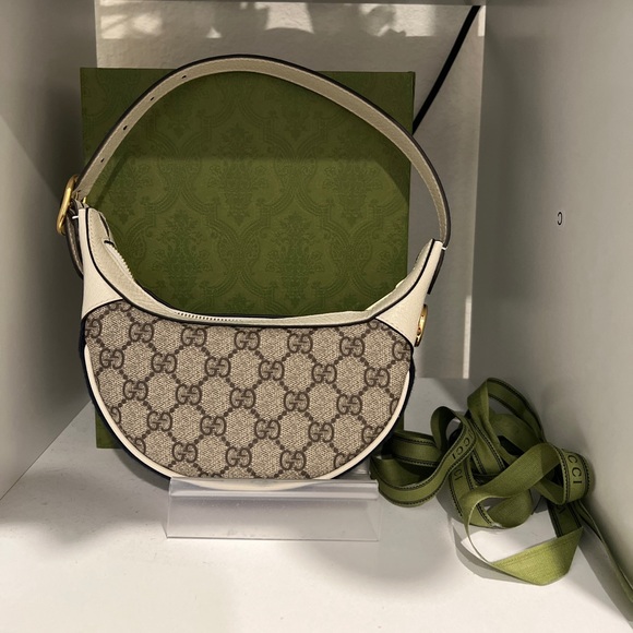 Gucci Ophidia Mini Bag (white leather/blue and red stripe) - Picture 1 of 2